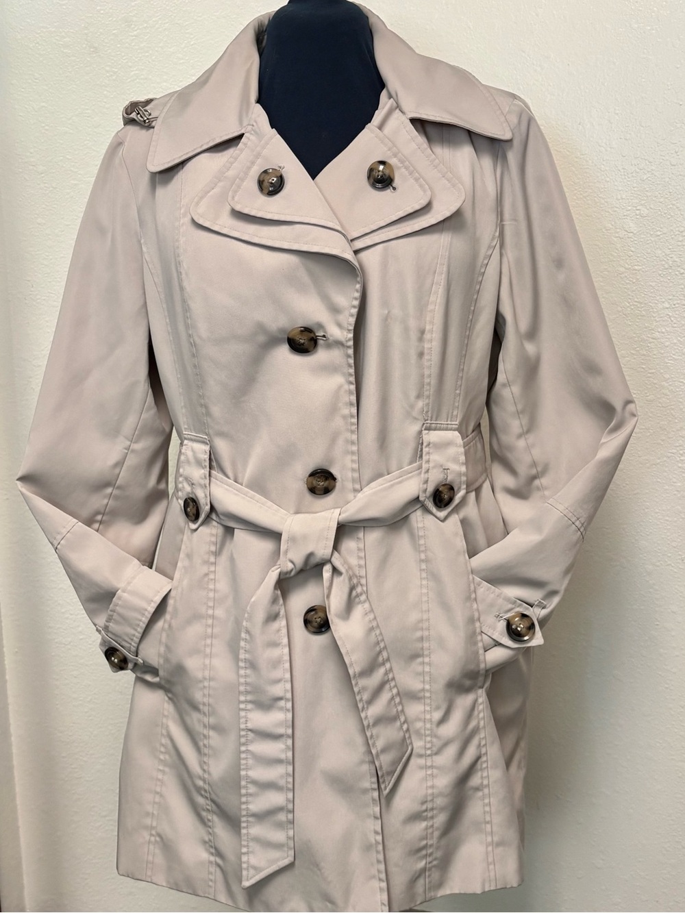 London Fog Women's Light Tan Trench Coat with Belt